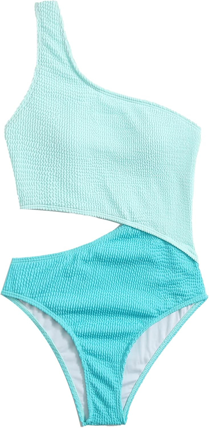 SweatyRocks Women's Bathing Suits One Shoulder Cutout One Piece Swimsuit Swimwear Monokini | Amazon (US)