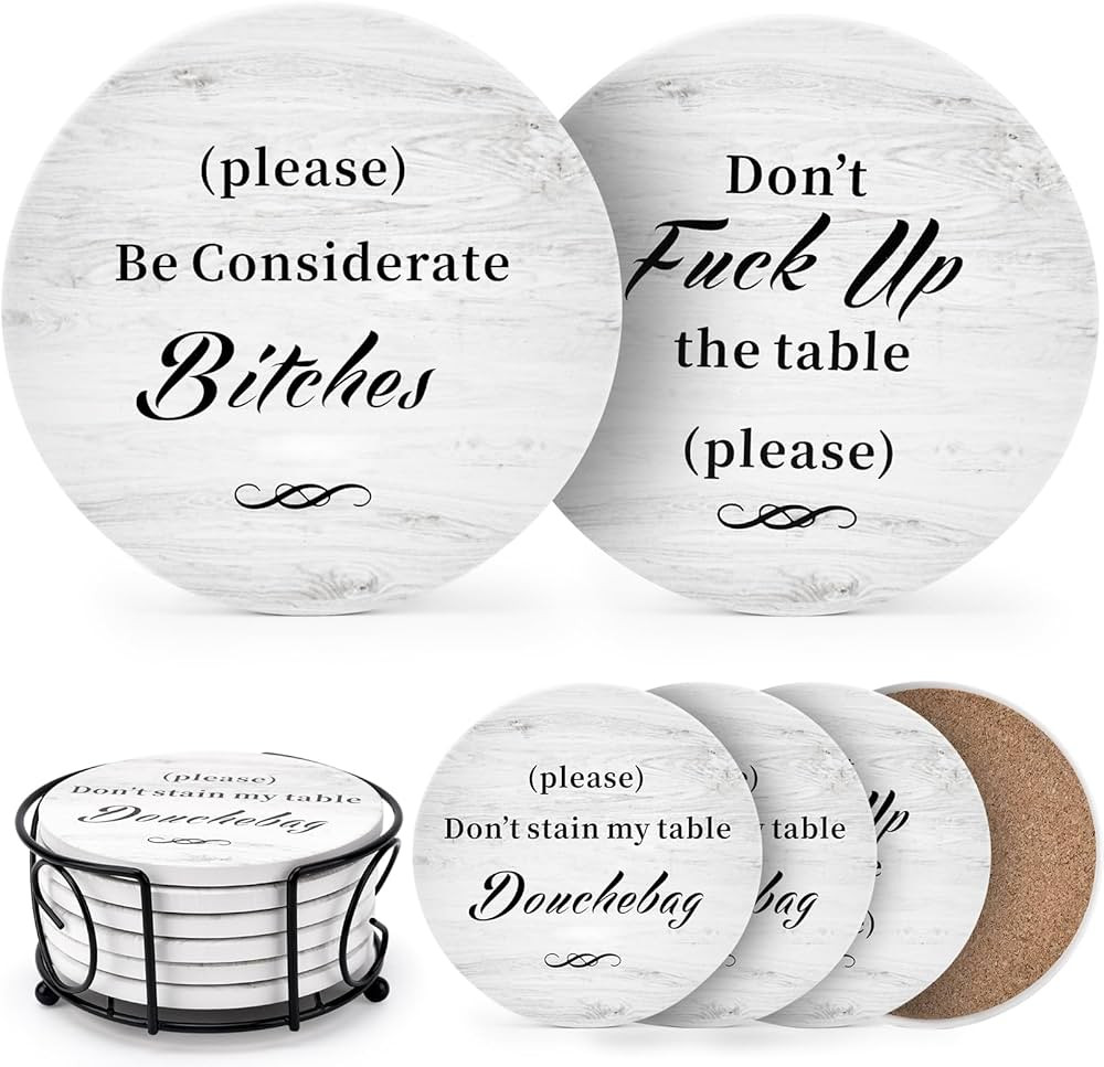 White Elephant Gifts for Adults, Funny Coasters Set of 6 with Holder Christmas Stocking Stuffers ... | Amazon (US)