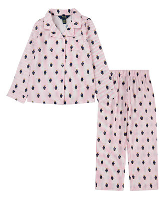 Girls 7-16 2-Piece Polo Bear Long-Sleeve Shirt and Pant Pajama Set | Macy's