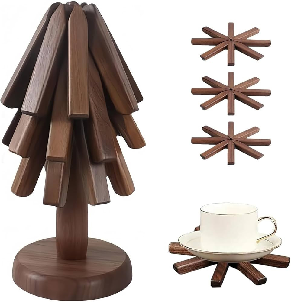 Tree Coasters, Wooden Trivet for Hot Dishes, 3-Piece Trivet Tree Set Coaster, for Hot Pots and Pa... | Amazon (US)