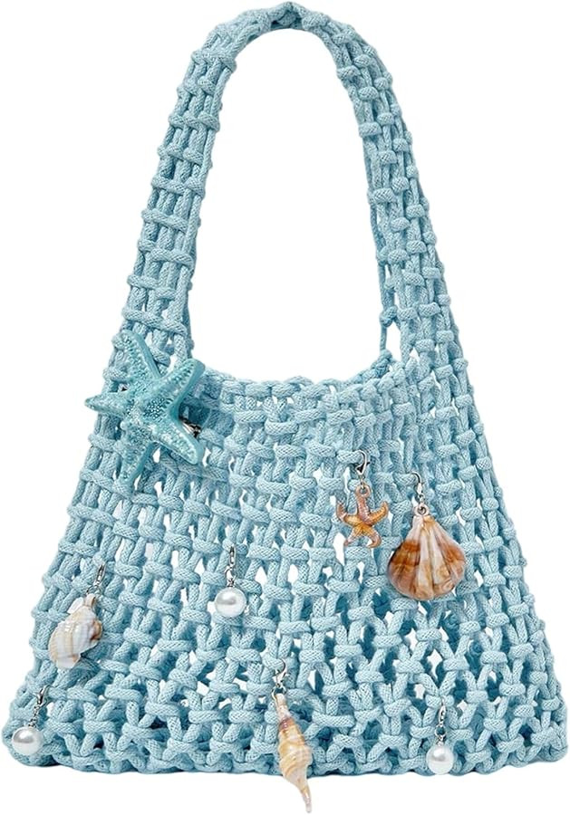 Floerns Women's Starfish Crochet Bag Clutch Purse Beach Tote Hollow Out Handbag | Amazon (US)