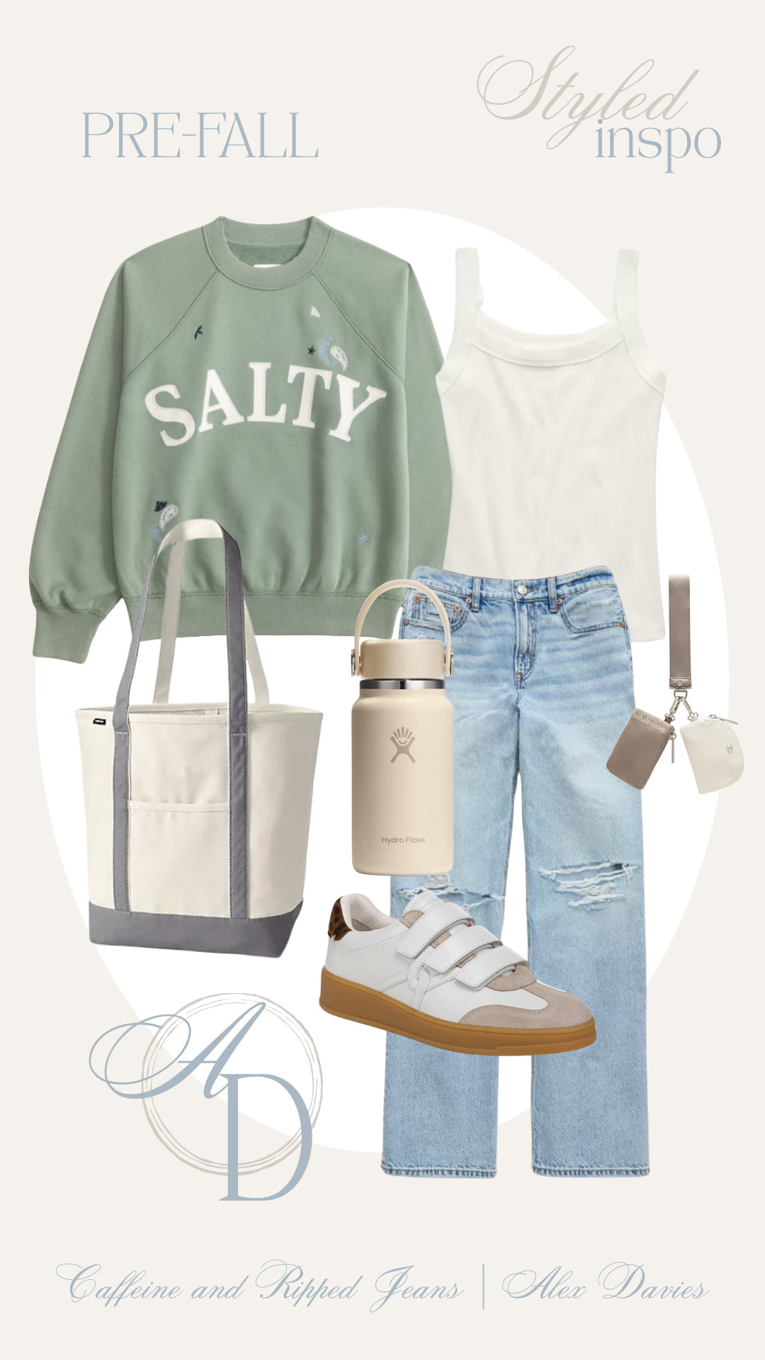 // pre-fall // labor day outfit inspo // abercrombie sweatshirt // straight leg denim // sneakers // boat tote // micro hydroflask // lululemon keyfob // fall sneakers // 

 #LTKSeasonal #LTKFindsUnder50 #LTKStyleTip