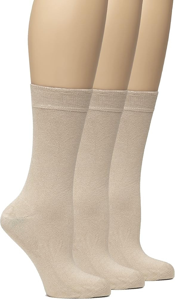HUGH UGOLI Womens Soft Bamboo Dress Socks, Thin Crew Socks for Business, Trouser & Casual, Non-Bi... | Amazon (US)