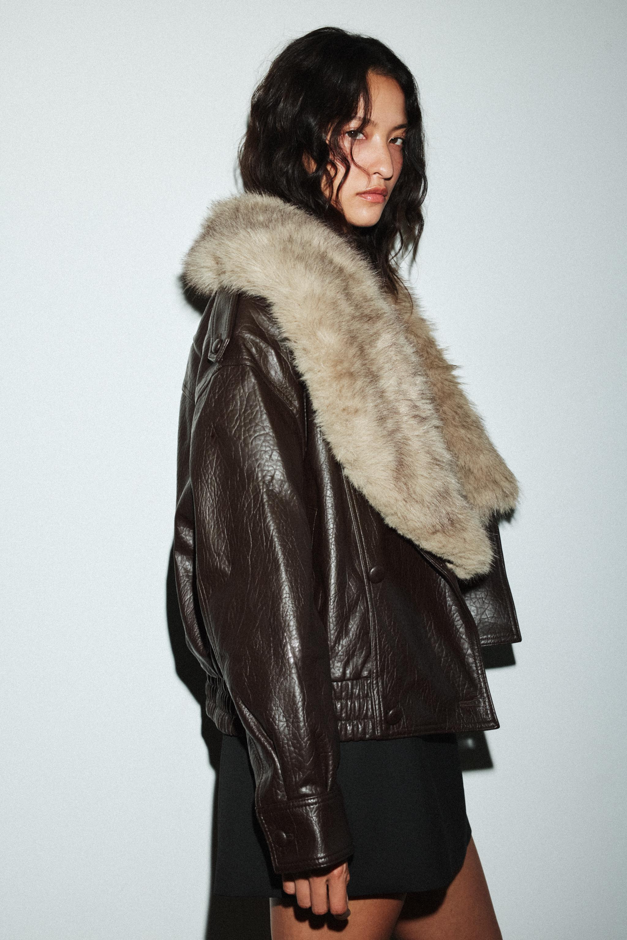 FAUX LEATHER JACKET WITH REMOVABLE COLLAR | Zara US