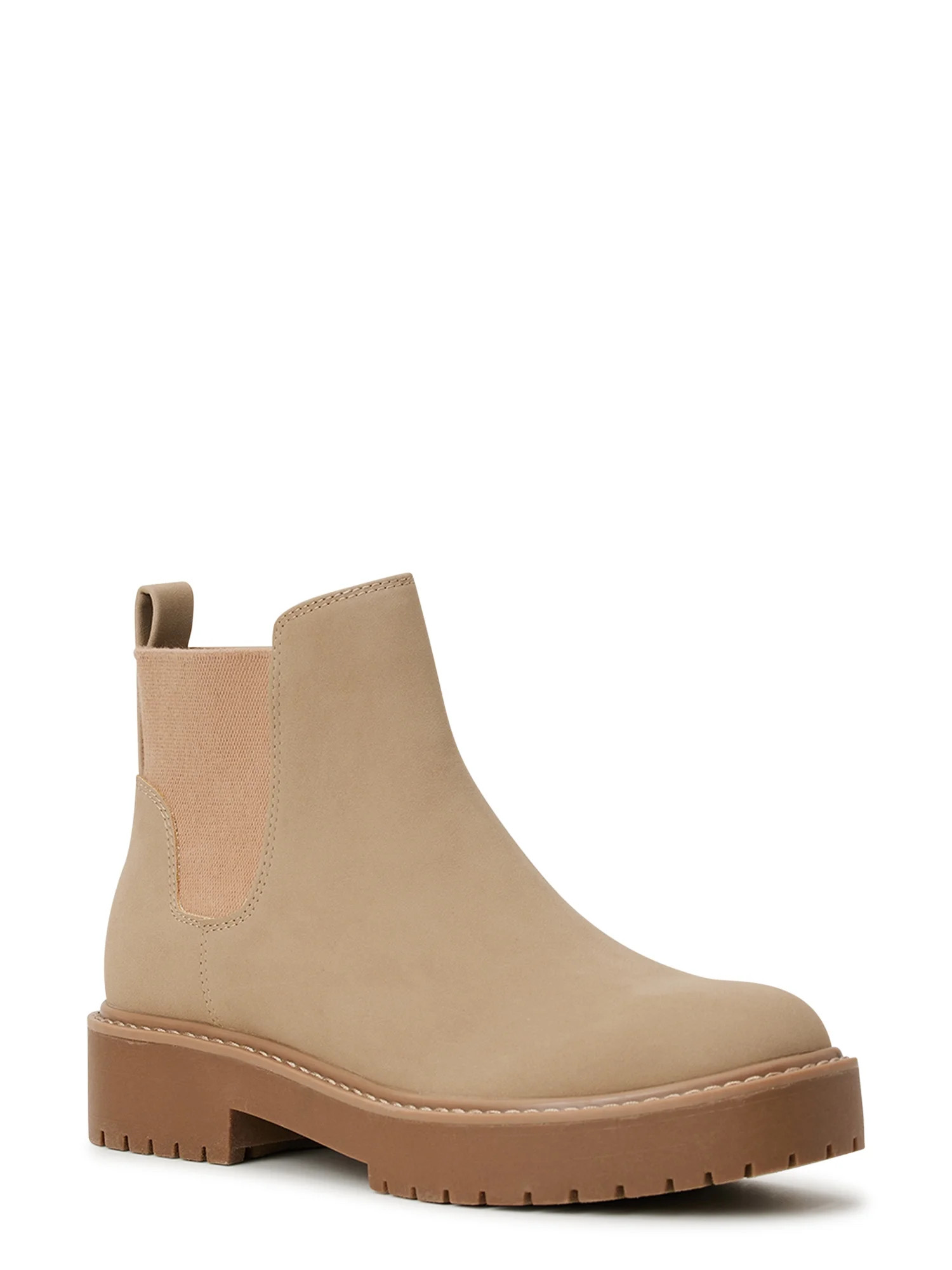 Time and Tru Women's Faux Suede Chelsea Boots with Lug Sole | Walmart (US)