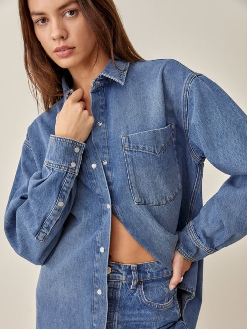 Kaci Relaxed Denim Shirt | Reformation (Global)