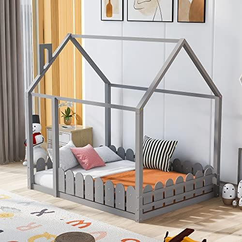 AOCOROE Full Size House Bed for Boys and Girl Wood Full Platform Bed Frame Playhouse Design Canop... | Amazon (US)