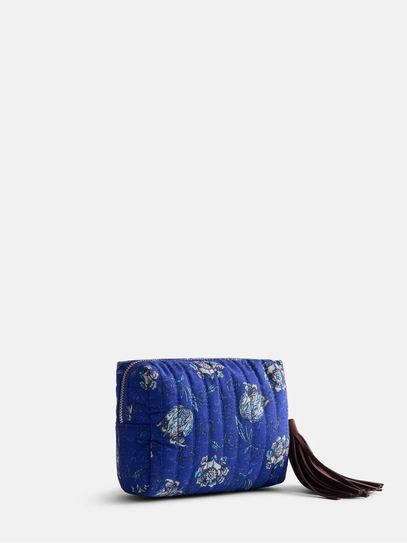 Scenario Women's Zip Pouch with Fringe Tassel, Navy Print | Walmart (US)