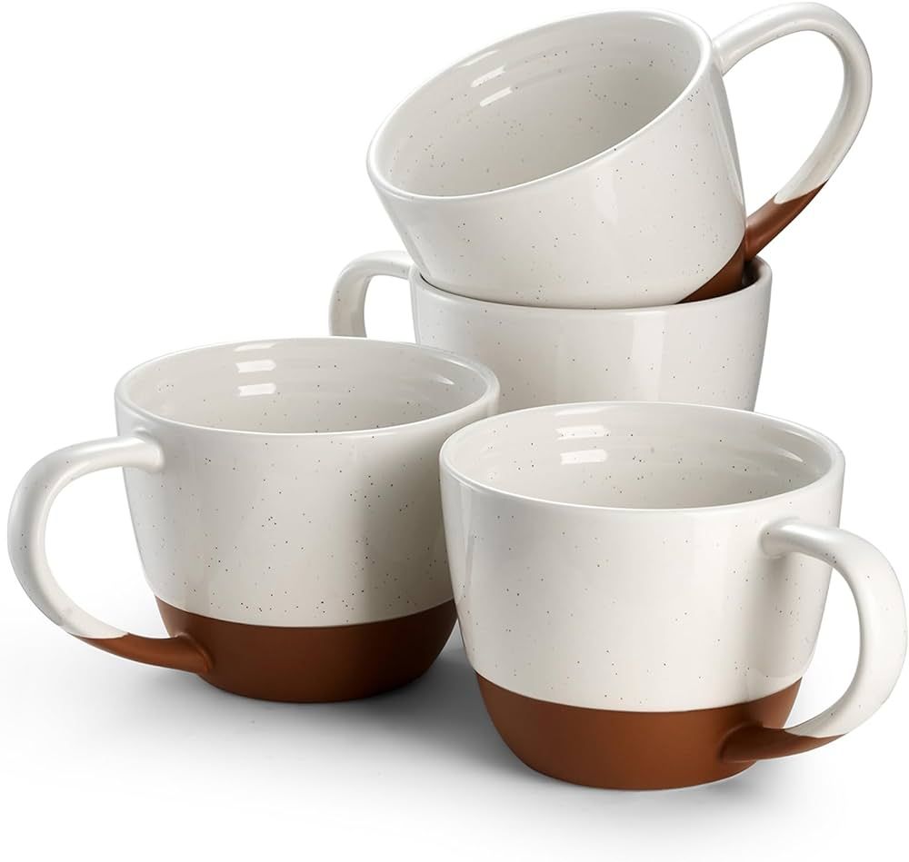 DOWAN Large Coffee Mugs Set of 4-18 oz Ceramic Coffee Cups with Big Handle for Latte, Tea, Cappuc... | Amazon (US)