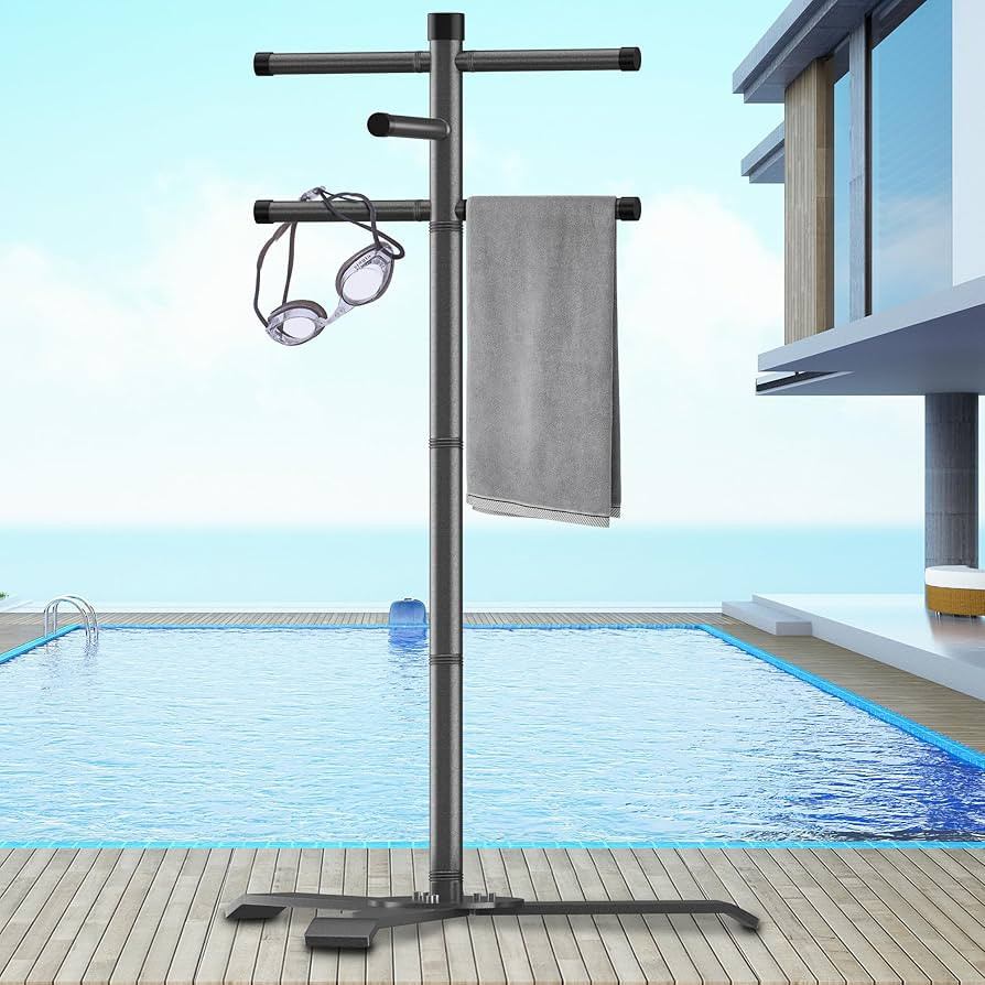 Pool Towel Rack Outdoor, Heavy Duty Outdoor Towel Rack, 61 Inch Free Standing Rack for Pool & Hot... | Amazon (US)