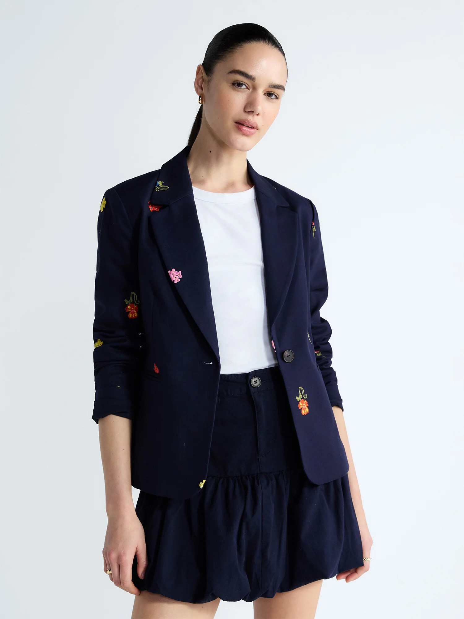 Free Assembly Women's Embroidered Single Breasted Blazer, Sizes XS-XXL | Walmart (US)