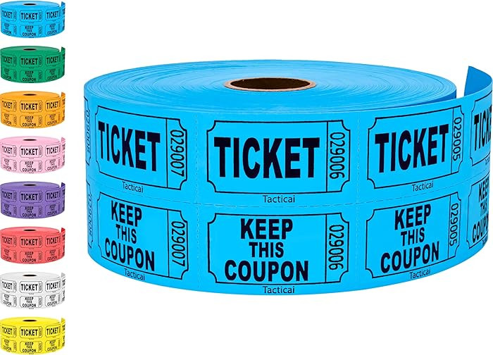 1000 Tacticai Raffle Tickets, Blue (1 of 8 Colors), Double Roll, Ticket for Events, Entry, Class ... | Amazon (US)