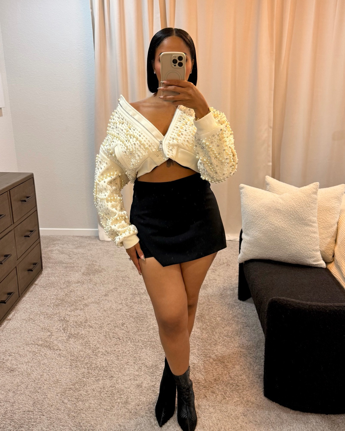 This pearl bomber is one of my fav statement pieces! It’s the perfect addition to your closet. You can dress it up like this or down with some jeans 👖

#LTKSeasonal #LTKootd #LTKgrwm