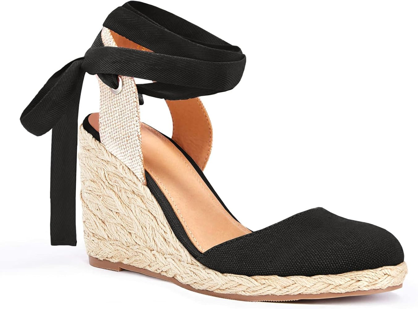 Juliet Holy Womens Lace up Espadrilles Closed Toe Wedges Sandals Strappy Slingback Platform Heels | Amazon (US)