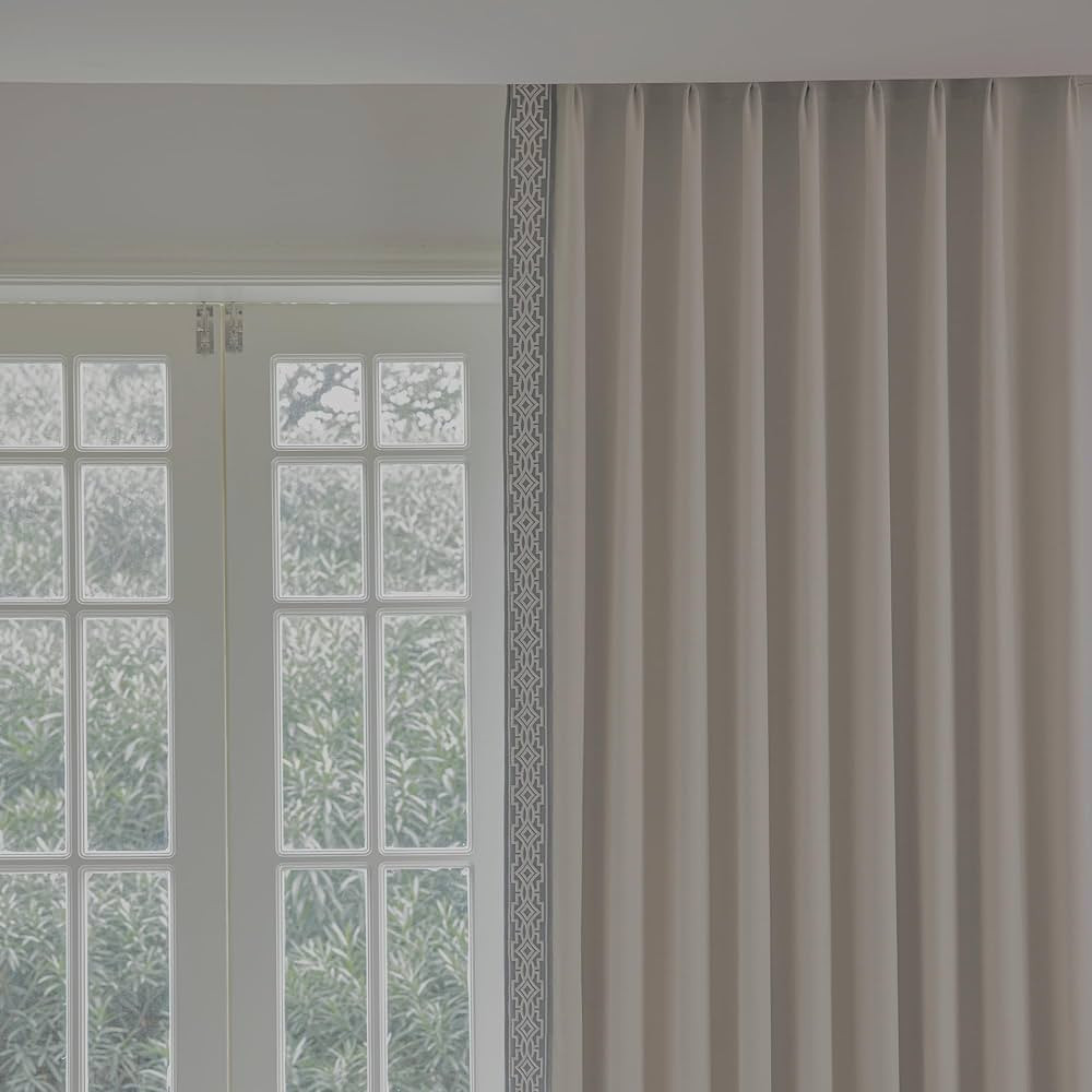 Pinch Pleat Curtains, Drapes with Embroidered Trim, Floor to Ceiling Blackout Curtains for Slidin... | Amazon (US)