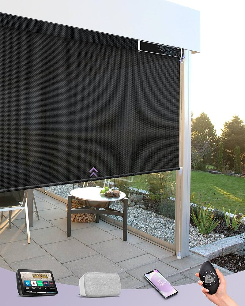 Graywind Motorized Outdoor Roller Shades for Patio Work with Alexa Google Smart Sun Shades Exteri... | Amazon (US)