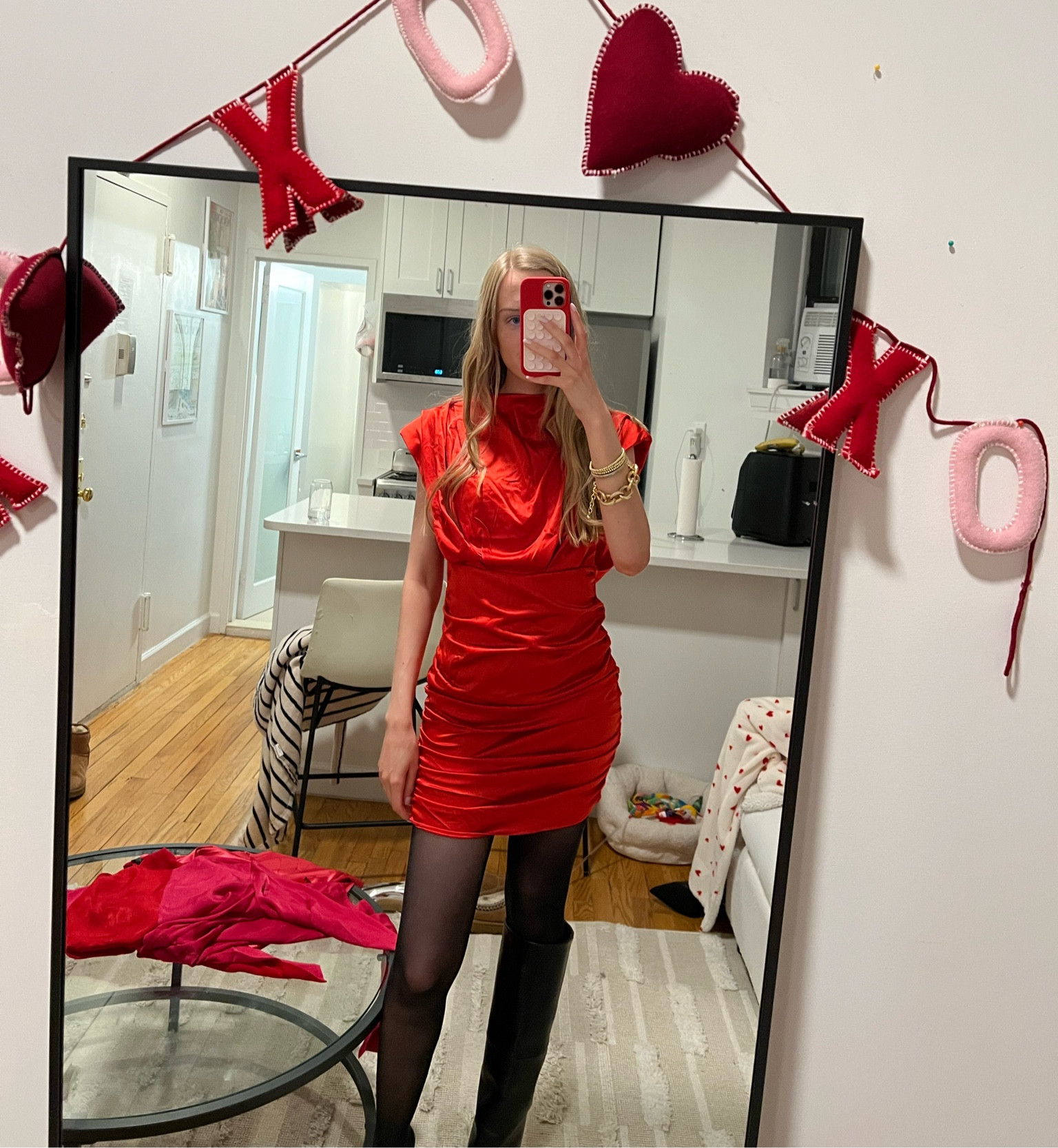 red mini dress