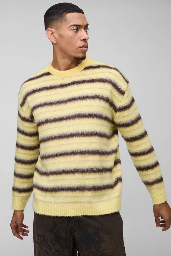 Brushed Crew Neck Knitted Jumper | boohooMAN (DE, IE & UK)