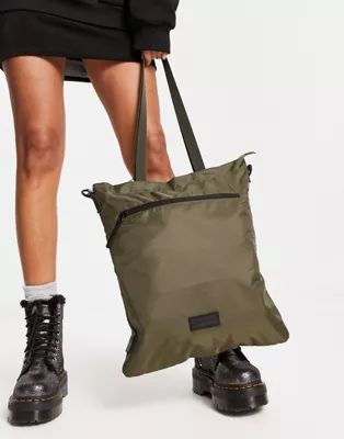 Consigned zip front tote bag in khaki | ASOS (Global)