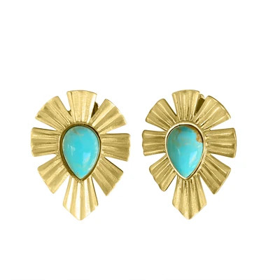 Gold & Bold Stud Earrings - Turquoise | Christina Greene LLC