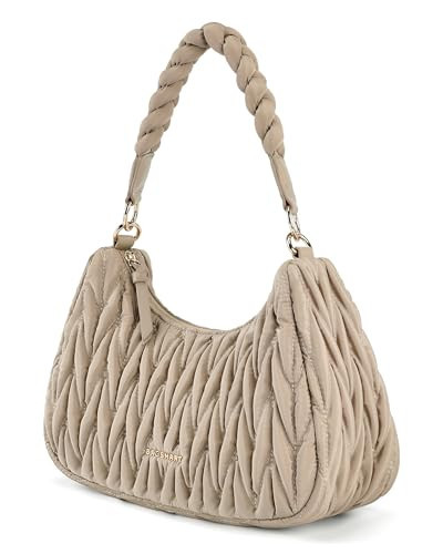 BAGSMART Small Purses for Women, Cute Hobo Bags for Casual Outings, Travel, and Everyday Use, Quilted Shoulder Bags with Woven Top-Handle, Camel | Amazon (US)