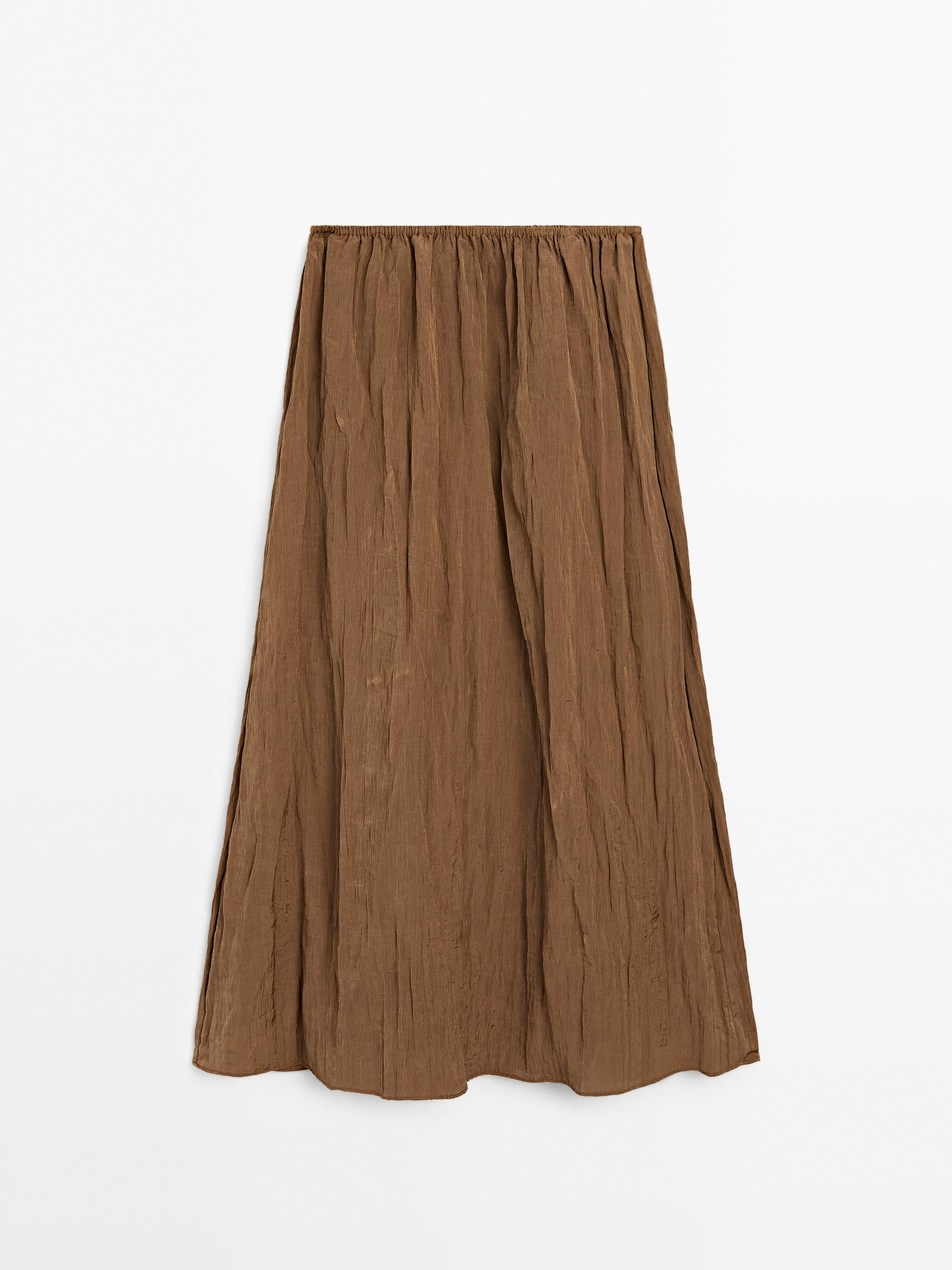 Lightweight pleated skirt with elasticated waistband | Massimo Dutti UK