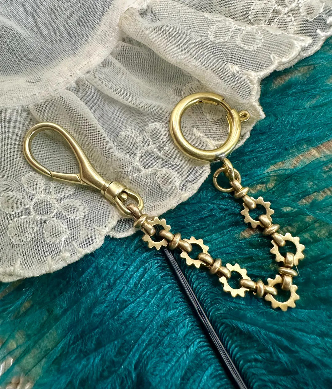 Vintage Raw Brass Victorian CLIP CHARM HOLDER Chain Spring Ring Gold Gift for Her Key Fob Clip Sw... | Etsy (US)