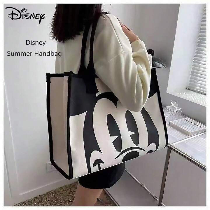 Disney 2024 Autumn Canvas Handbag For Women, New Fashion Shoulder Shopping Tote Bag, Large Capaci... | SHEIN