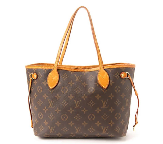 Pre-Owned Louis Vuitton Neverfull Monogram PM Brown - QVC.com | QVC