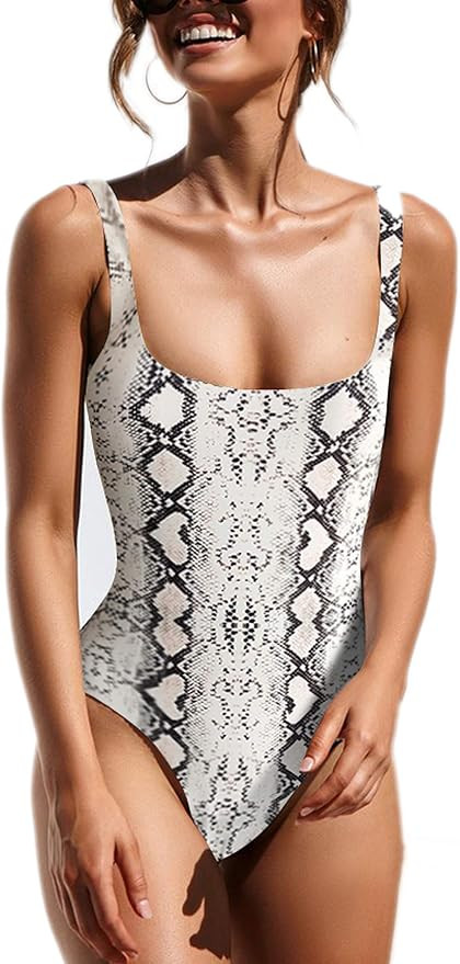CinShein Women's Bikini High Cut Leopard Print One Piece Monokini Swimsuits Backless Thong Bathin... | Amazon (US)