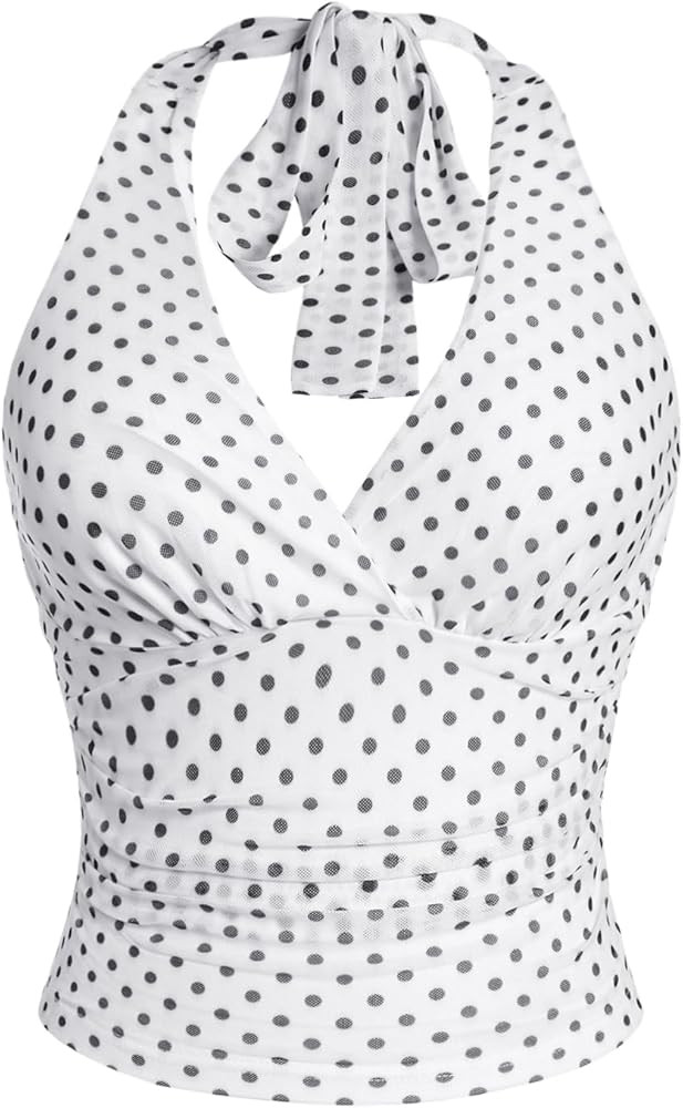 WDIRARA Women's Halter Tank Top Leopard Print Top Ruched Going Out Tops Backless Crop Tops V Neck... | Amazon (CA)