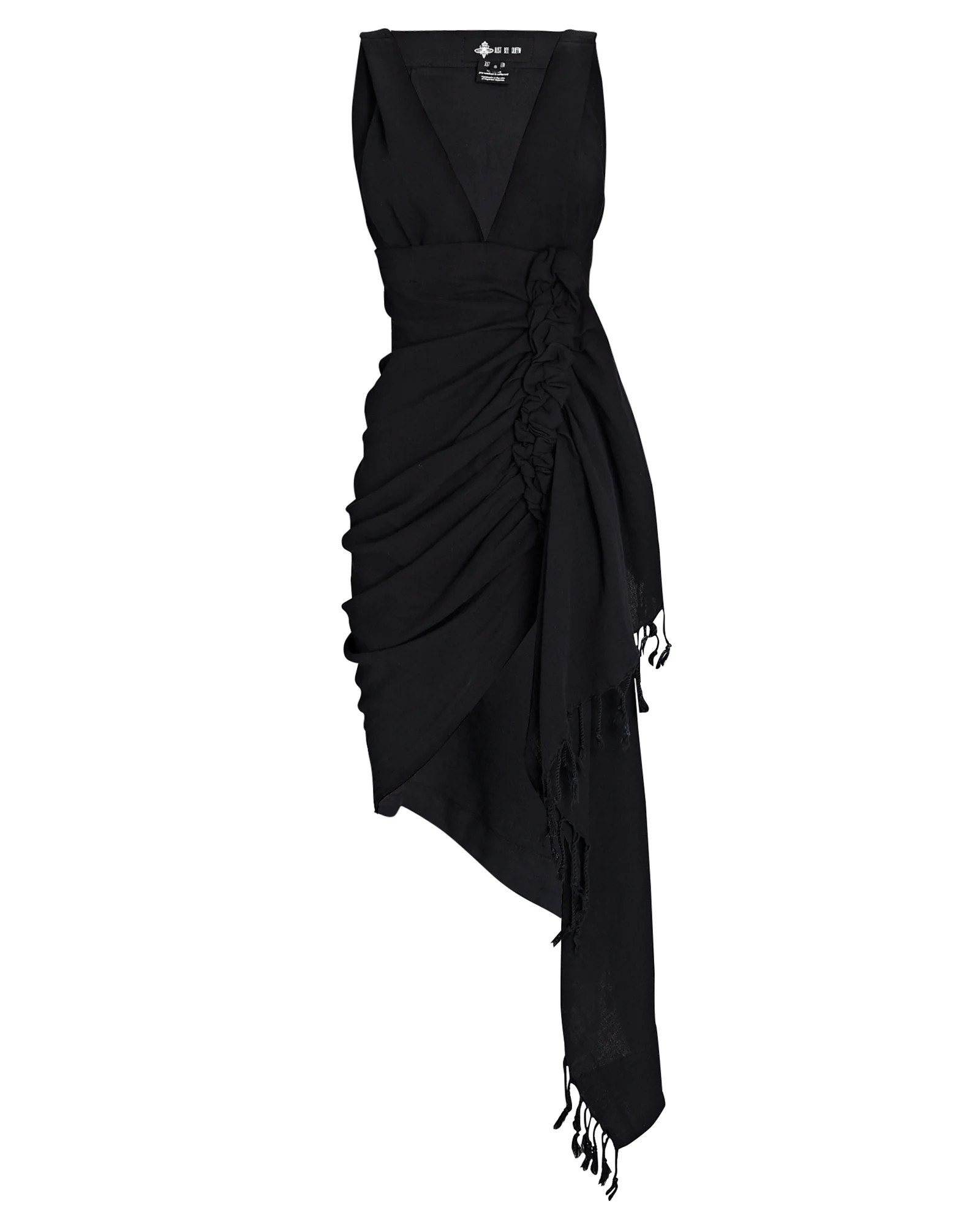 JUST BEE QUEEN Tulum Ruched High-Low Dress, Black P | INTERMIX