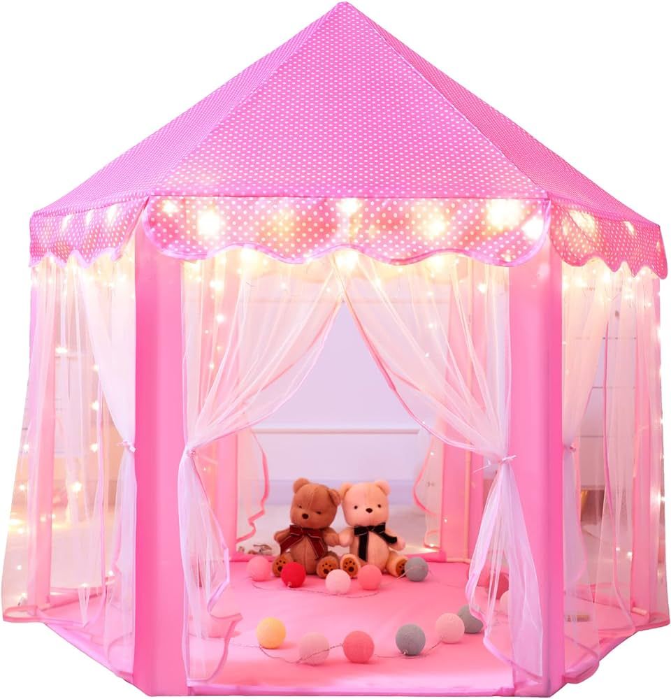 Amazon.com: Sumbababy Princess Castle Tent for Girls Fairy Play Tents for Kids Hexagon Playhouse ... | Amazon (US)