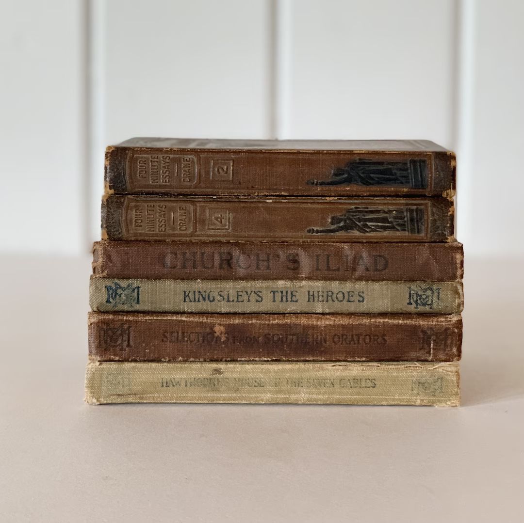 Antique Small Brown Book Bundle Mini Book Set for Shelf - Etsy | Etsy (US)