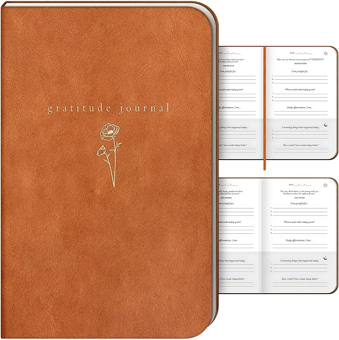 5 Minute Journal, Leather Hardcover Gratitude Journal 2024, Gratitude Journal for Women, Mental H... | Amazon (US)