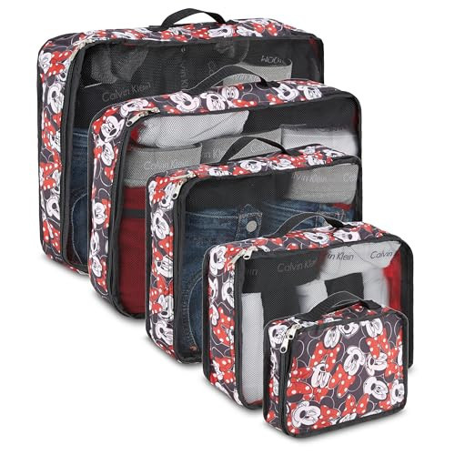 Disney Minnie Mickey Stitch Packing Cubes - Winnie the Pooh, Princess Cinderella 5 Piece Packing Cubes Compression - Travel Essential Accessories - Luggage Suitcase Organizer Set - For Kids, Adults | Amazon (US)