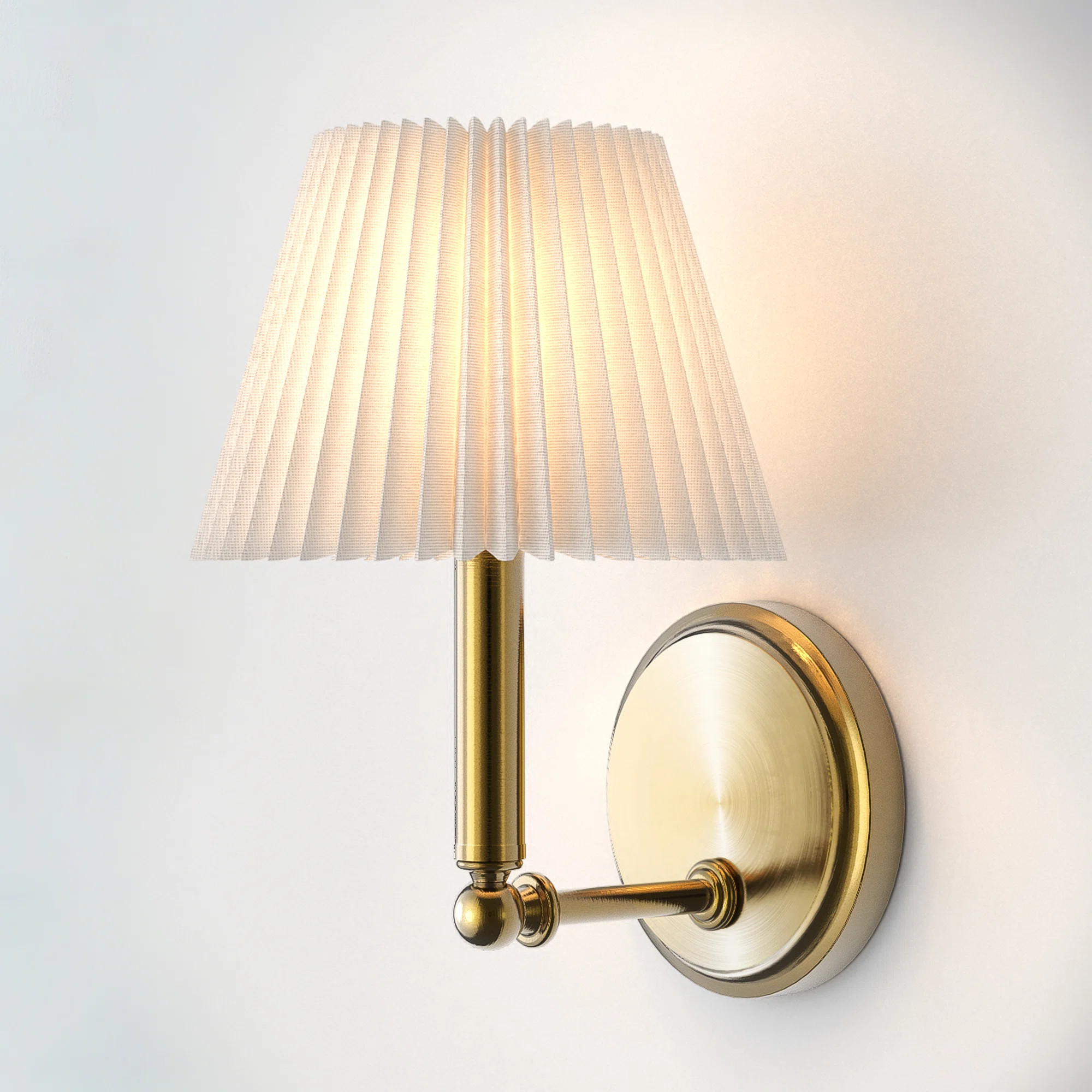 1 - Light 7''W Dimmable Iron ETL Armed Sconce With White Linen Shade | Birch Lane