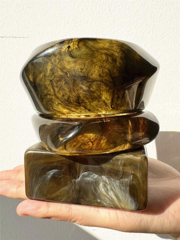 1pc Exaggerated Asymmetrical Tie Dye Resin Bangle Bracelet, Oversized Wide Vintage Style Jewelry ... | SHEIN