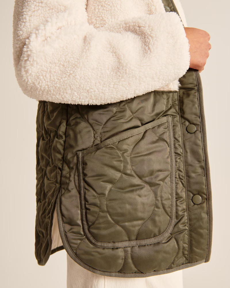 Women's Mixed Fabric Quilted Shirt Jacket | Women's Up To 50% Off Select Styles | Abercrombie.com | Abercrombie & Fitch (US)