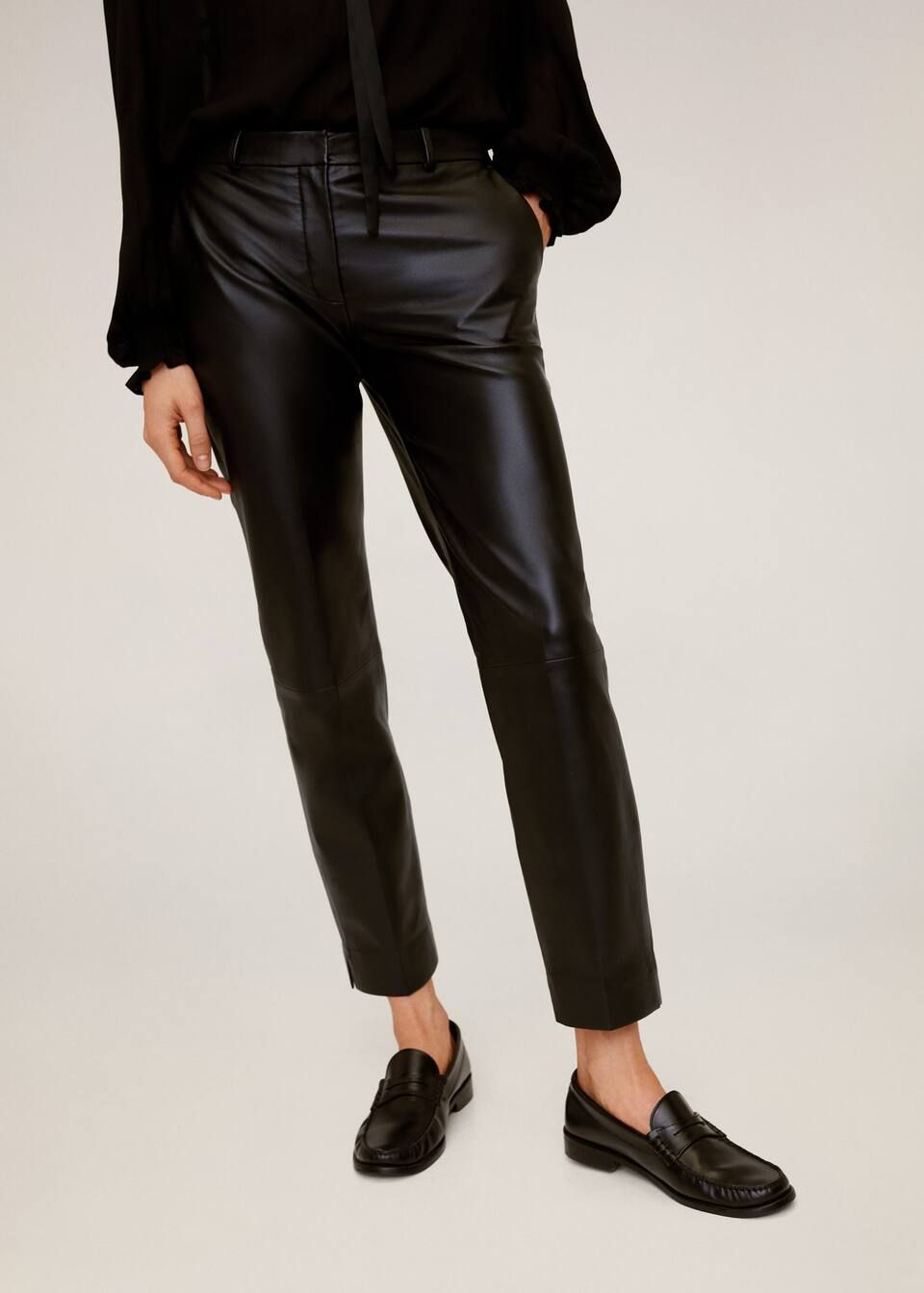Leather crop pants | MANGO (US)