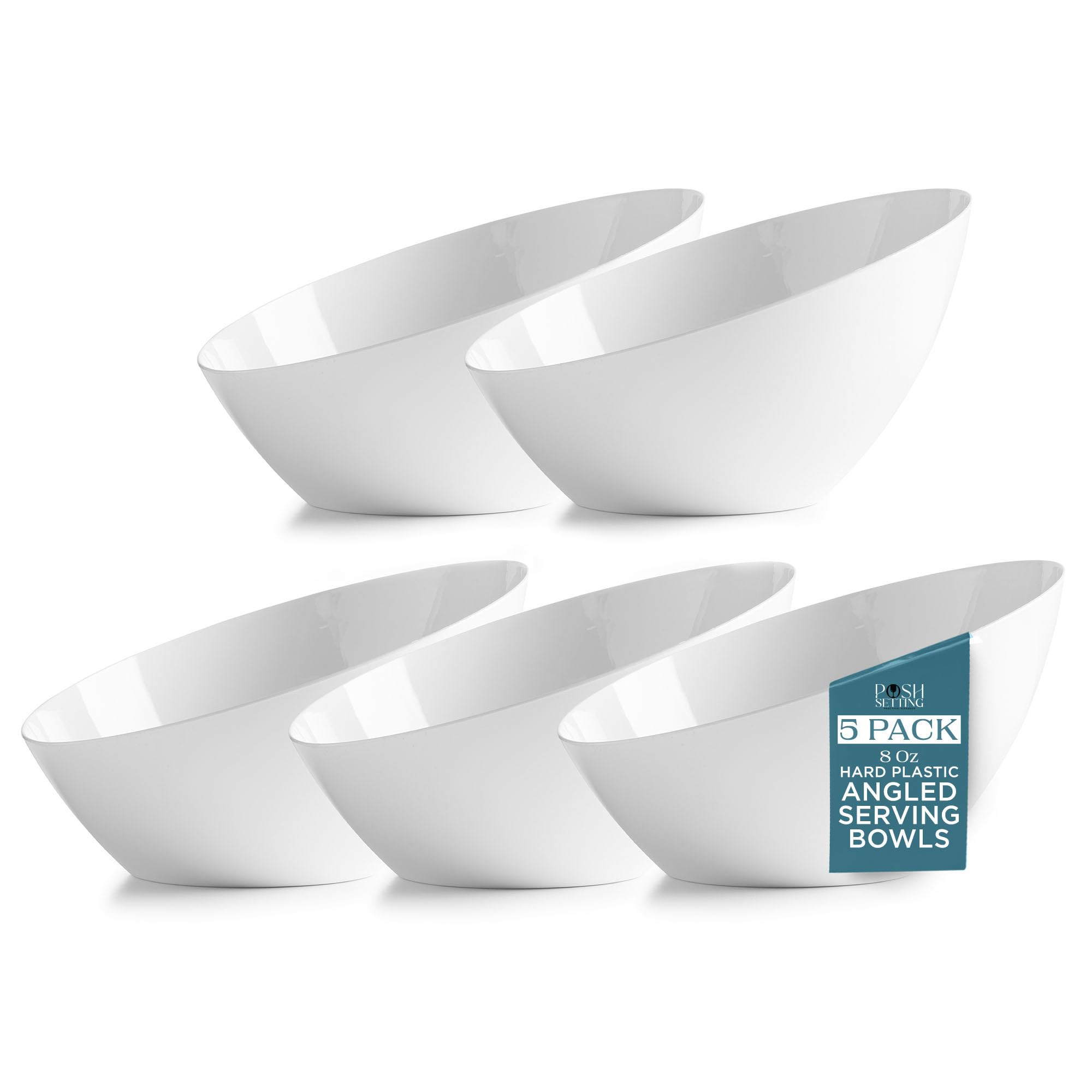 Posh Setting - White Plastic Serving Bowls for Party Angled Bowls Disposable Chip Bowls Candy Bow... | Amazon (US)