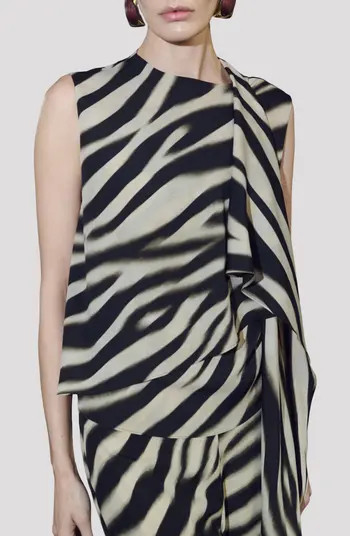MANGO Zebra Stripe Tie Neck Top | Nordstrom | Nordstrom