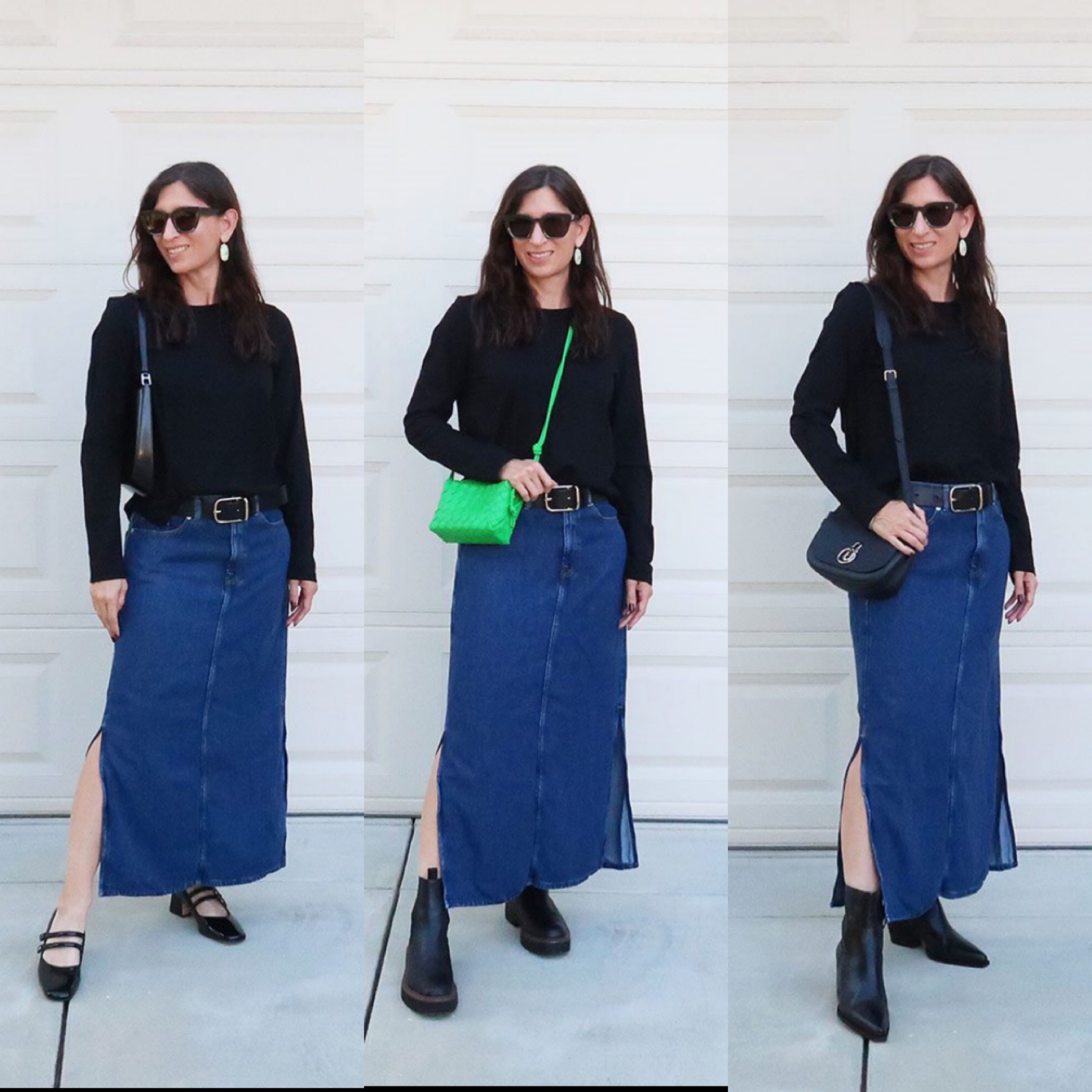 Black top and denim pencil skirt three ways 💕

#LTKitbag #LTKshoecrush #LTKstyletip