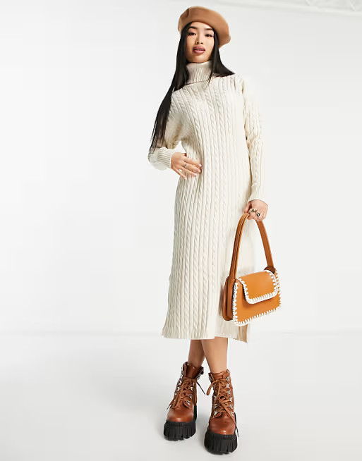 Urban Bliss high neck knitted dress in cream | ASOS (Global)