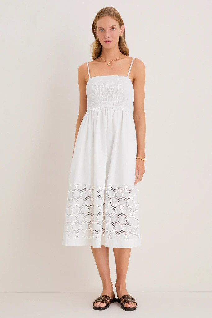 White Smocked Seashell Embroidery Harbor Dress | Tuckernuck (US)