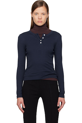 Navy Jess Longsleeve Henley | SSENSE
