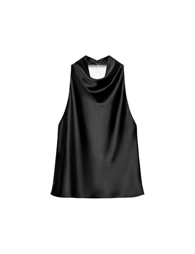 Women's Satin Tank Top Backless Halter Neck Camisole Elegant Draped Front Loose Fit Sexy Summer T... | Amazon (US)