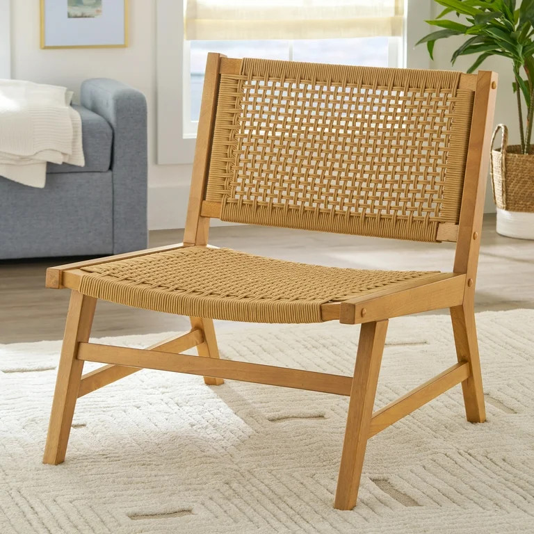 Better Homes & Gardens Vista Woven Accent Chair, Light Honey Finish | Walmart (US)