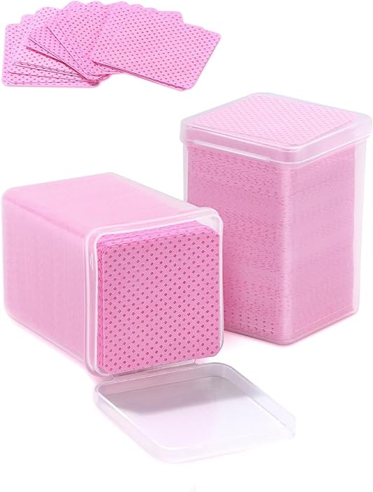 TEOYALL Lint Free Nail Wipes, 400 PCS Non-Woven Fabric Nail Cleaning Pads Pink Lash Extensions Gl... | Amazon (US)