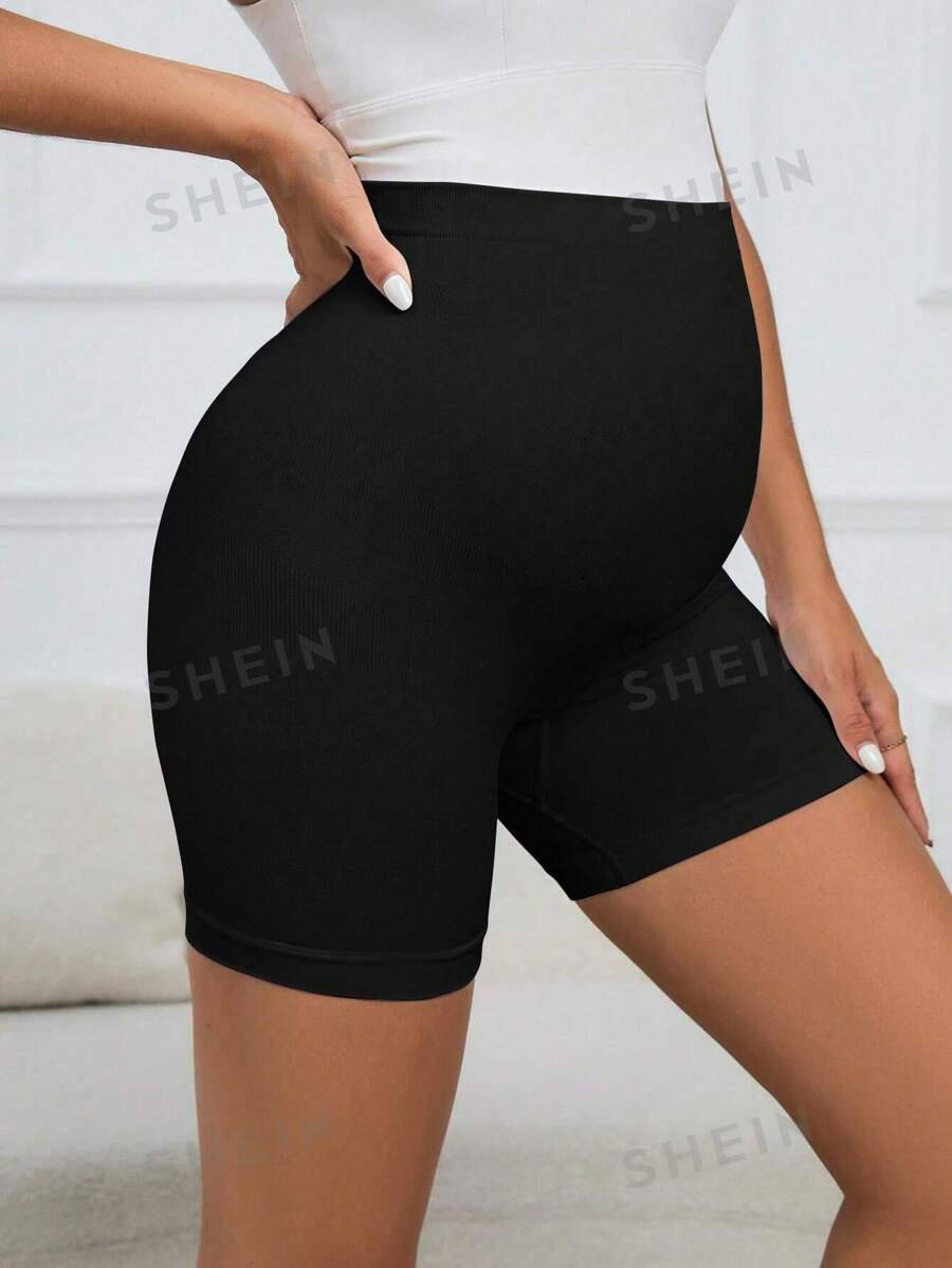 SHEIN Maternity High Waist Solid Biker Shorts | SHEIN